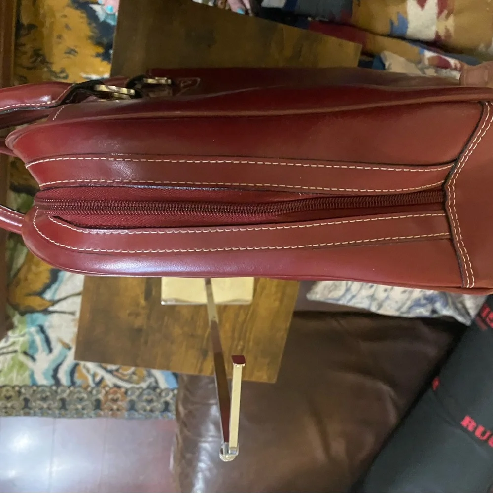 McKlein Briefcase laptop Computer Burgundy Leather Bag unisex